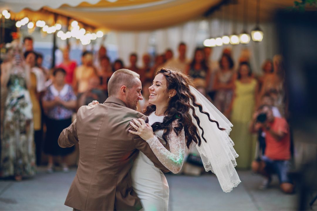 Bride and Groom Dancing at Wedding